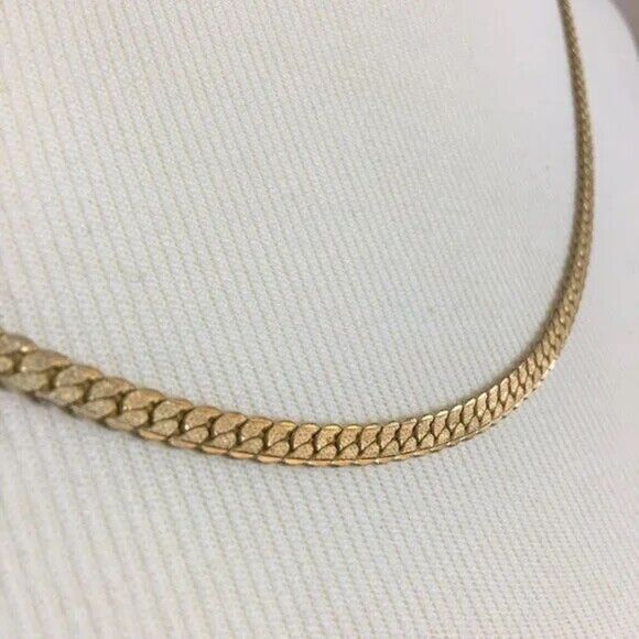 Gold Tone Flat Curb Chain 28 Inch Necklace - Picture 6 of 6